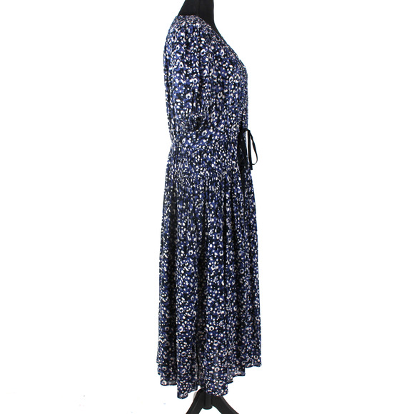 Ulla Johnson Kemala Dress Indigo Blue Wrap Tie Front Puff Sleeve Swing Midi 12 - Picture 3 of 8